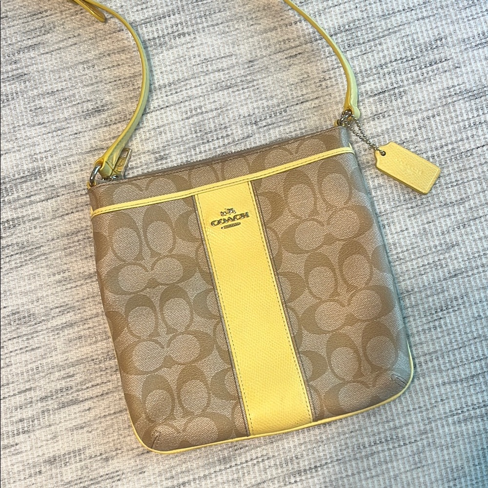 Coach Yellow and Brown Crossbody Bag